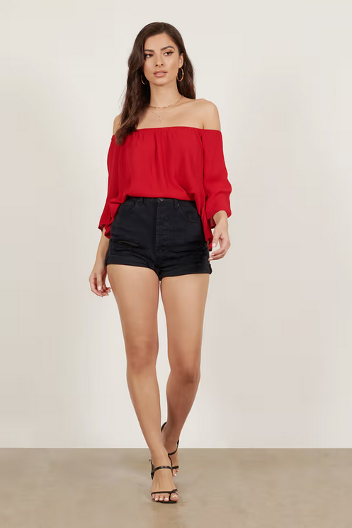 Tobi Women's It's Alright Off The Shoulder Blouse - Red