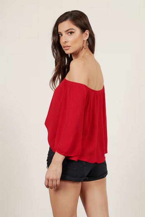 Tobi Women's It's Alright Off The Shoulder Blouse - Red