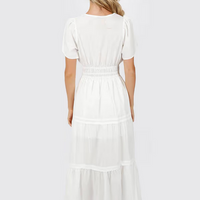 Tobi Women's Salem Button Up Maxi Dress Tiered  - White