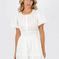 Tobi Women's Salem Button Up Maxi Dress Tiered  - White