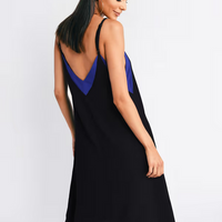 Tobi Women's Subtle And Sweet Cami Slip Midi Dress - Black & Cobalt