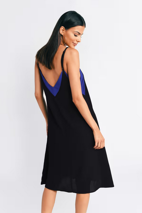 Tobi Women's Subtle And Sweet Cami Slip Midi Dress - Black & Cobalt