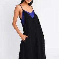 Tobi Women's Subtle And Sweet Cami Slip Midi Dress - Black & Cobalt