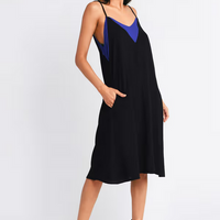 Tobi Women's Subtle And Sweet Cami Slip Midi Dress - Black & Cobalt