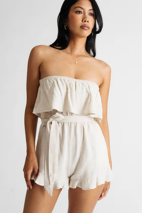 Tobi Women's Lauren Strapless Romper - Beige