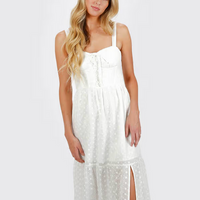 Tobi Women's Jaylynn Eyelet Slit Maxi Dress - Off White