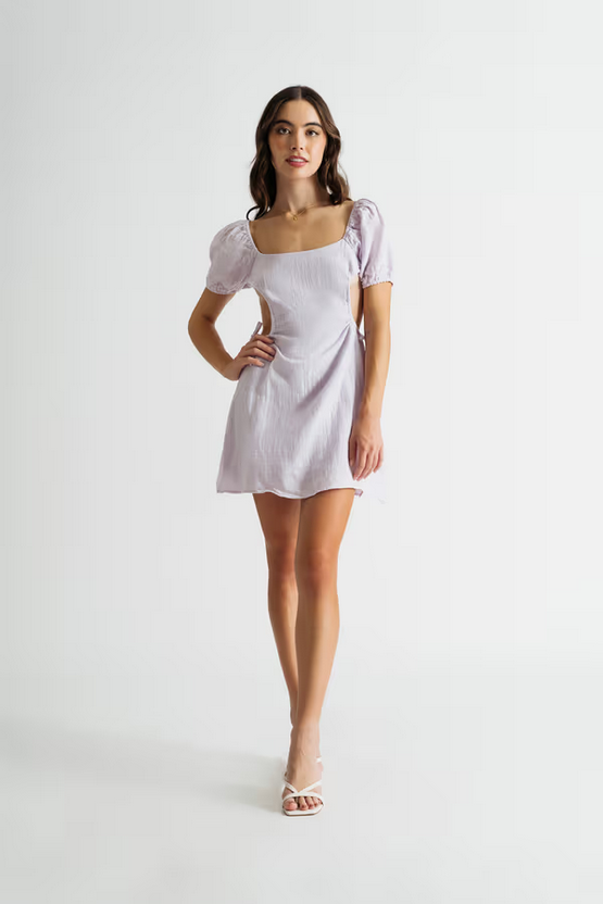 Tobi Women's Danica Puff Sleeve Cutout Mini Dress - Lilac