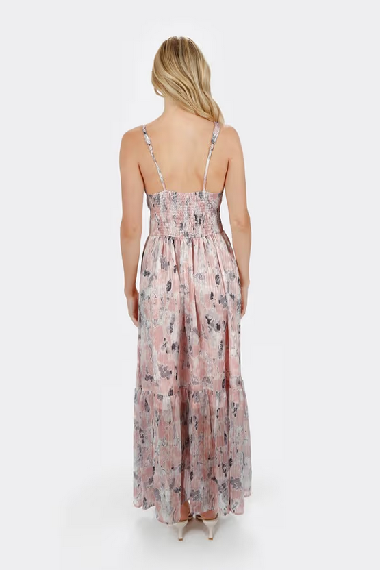 Tobi Women's Hilde Floral Plunging Maxi Dress - Pink/Gray