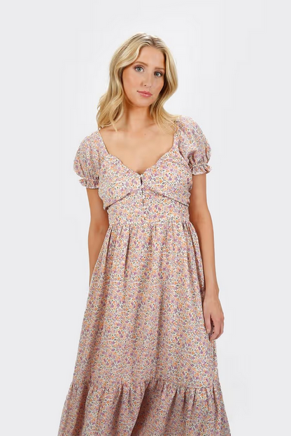 Tobi Women's Alaia Floral Puff Sleeve Maxi Dress - Multi