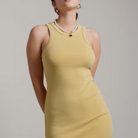 Tobi Women's Henri Ribbed Bodycon Mini Dress - Citron Yellow