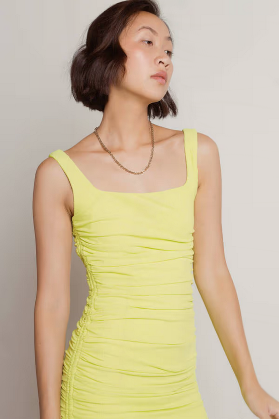 Tobi Women's Party With Us Ruched Open Back Mini Dress - Lime Green