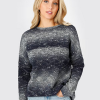 Tobi Women's With My Ombre Crew Neck Sweater - Navy Multi