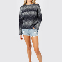 Tobi Women's With My Ombre Crew Neck Sweater - Navy Multi