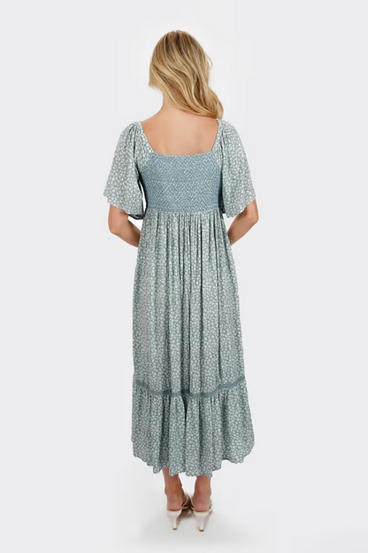 Tobi Women's Maeve Smocked Buttoned Midi Dress