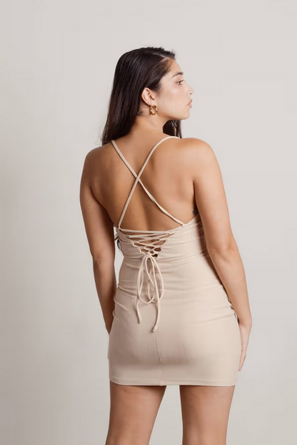 Tobi Women's Running Late Cross Back Bodycon Mini Dress