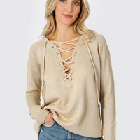 Tobi Women's Be On My Side Lace Up Sweater