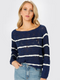 Tobi Women's College Ruled Distressed Sweater - Navy & Ivory