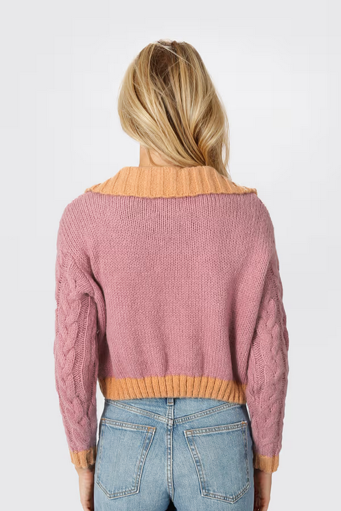 Tobi Women's Thinking Of You Collared Cardigan - Lilac Orange Multi