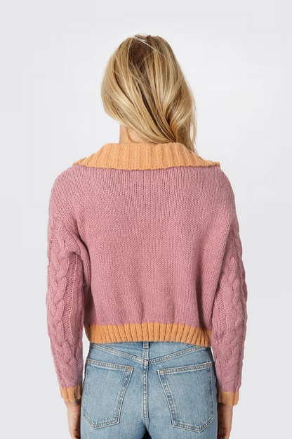 Tobi Women's Thinking Of You Collared Cardigan - Lilac Orange Multi