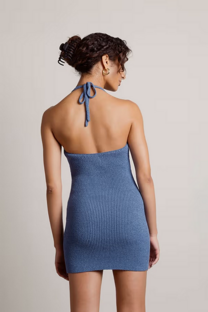 Tobi Women's Aylah Halter Ribbed Knit Bodycon Mini Dress
