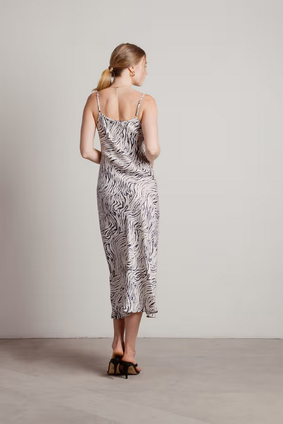 Tobi Women's Hear Me Purr Tiger Print Slip Midi Dress