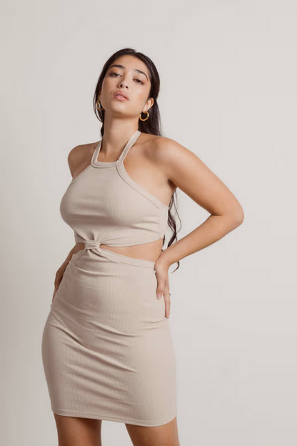 Tobi Women's Wasted Time Ribbed Cutout Mini Dress