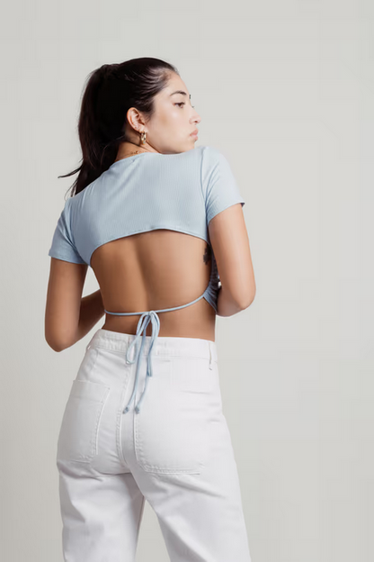 Tobi Women's Say Nothing Crop Top - Dusty Blue