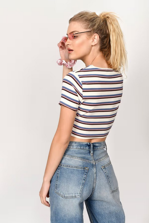 Tobi Women's Get To You Crop Top - White Multi