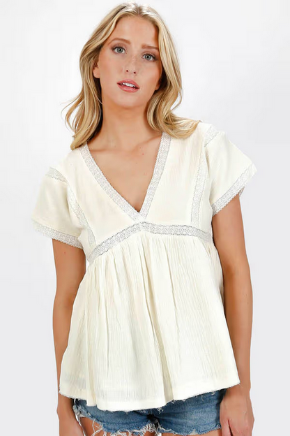 Tobi Women's Elliana Lace Blouse - Buttercream