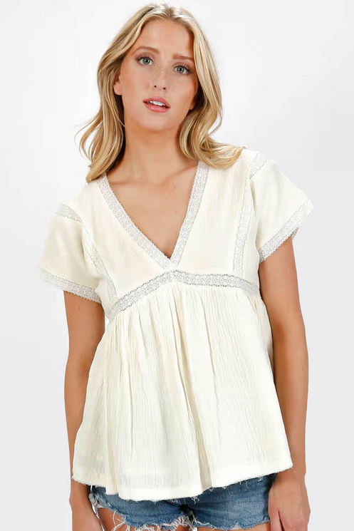 Tobi Women's Elliana Lace Blouse - Buttercream