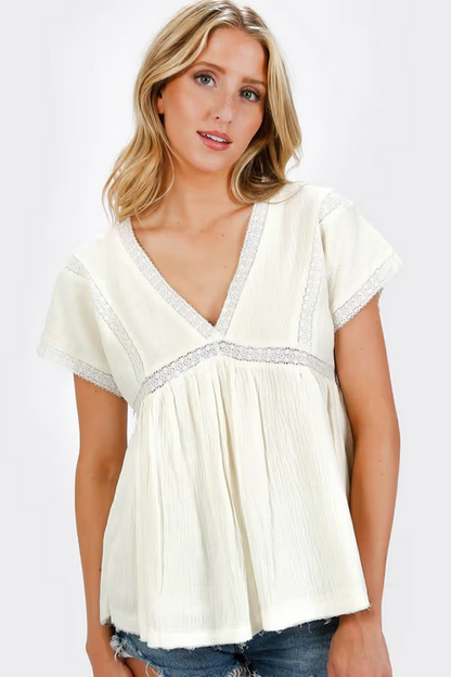 Tobi Women's Elliana Lace Blouse - Buttercream