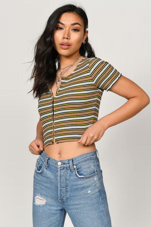 Tobi Women's Billie Crop Top - Yellow Multi