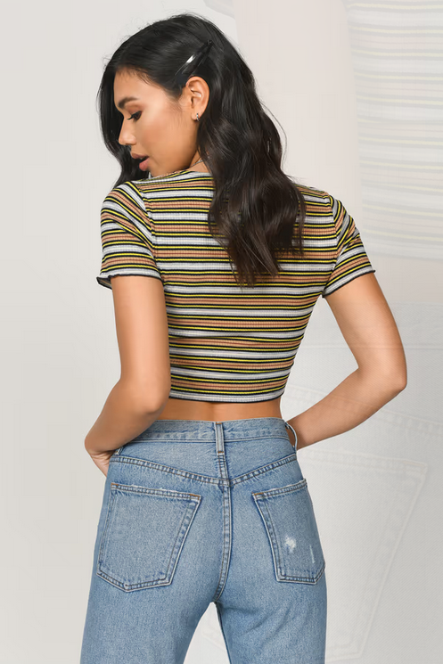 Tobi Women's Billie Crop Top - Yellow Multi