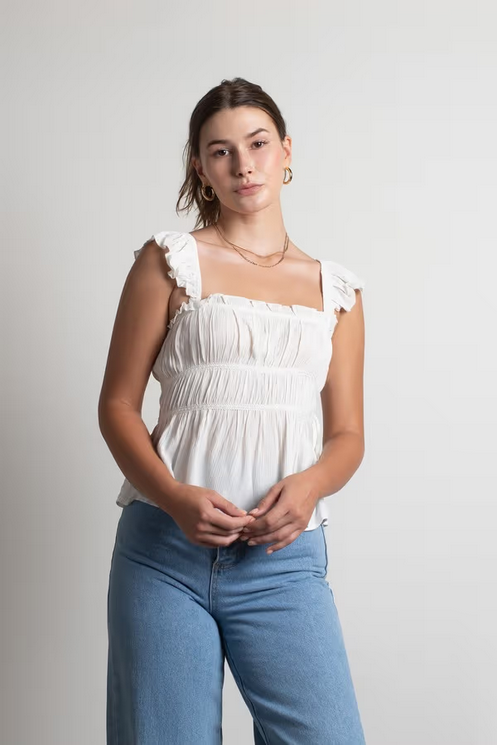 Tobi Women's Karisma Ruffle Blouse - Ivory