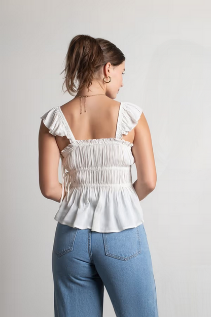Tobi Women's Karisma Ruffle Blouse - Ivory