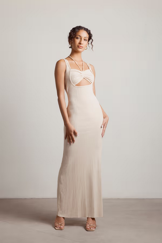 Tobi Women's No Problem Ribbed Cutout Maxi Dress