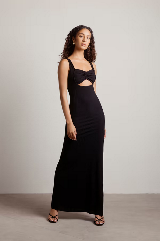 Tobi Women's No Problem Ribbed Cutout Maxi Dress