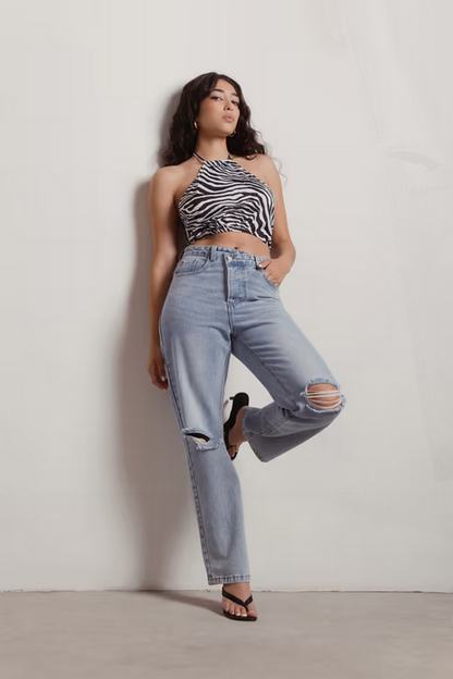 Tobi Women's Lennox Crop Top - Black-White