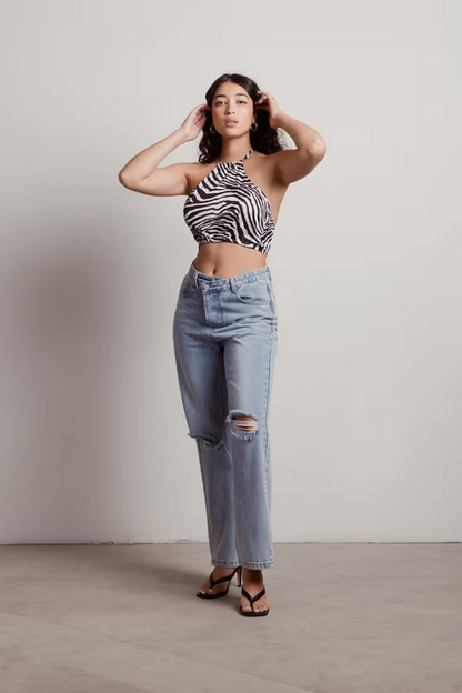 Tobi Women's Lennox Crop Top - Black-White