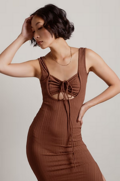 Tobi Women's No Problem Ribbed Cutout Maxi Dress