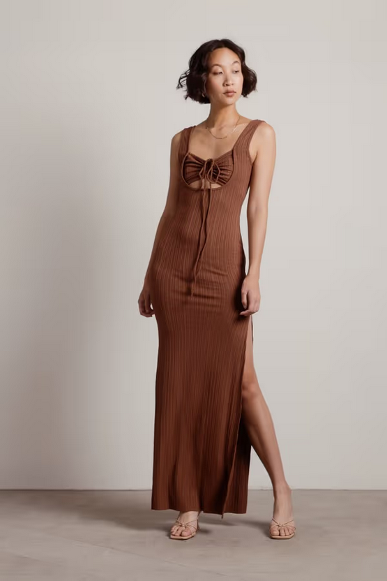 Tobi Women's No Problem Ribbed Cutout Maxi Dress