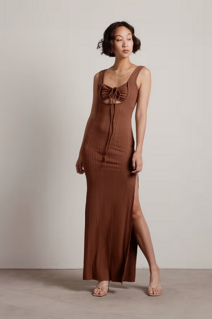 Tobi Women's No Problem Ribbed Cutout Maxi Dress