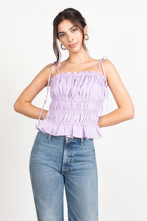 Tobi Women's Zoriah Smocked Blouse - Lilac