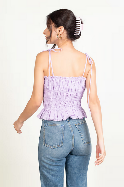 Tobi Women's Zoriah Smocked Blouse - Lilac