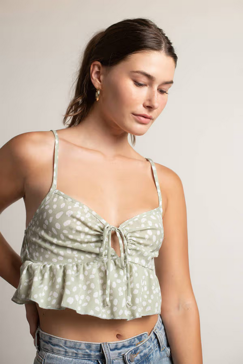 Tobi Women's Shuffle Around Crop Top - Sage