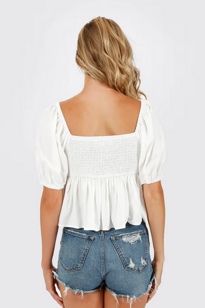 Tobi Women's Cataleya Sweetheart Blouse - WHITE