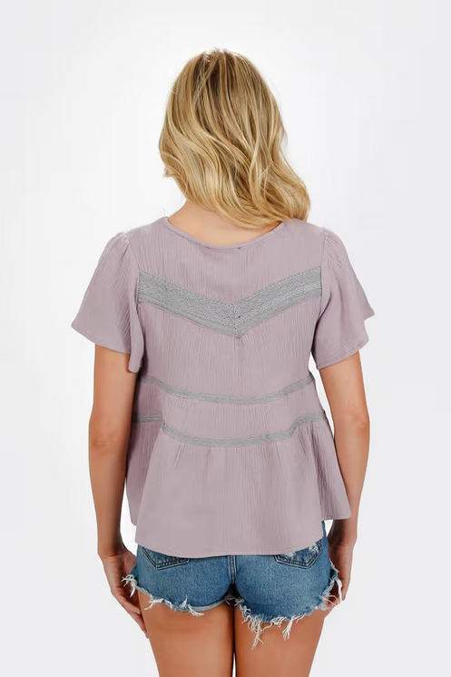 Tobi Women's Leia Tiered Blouse - Lavender