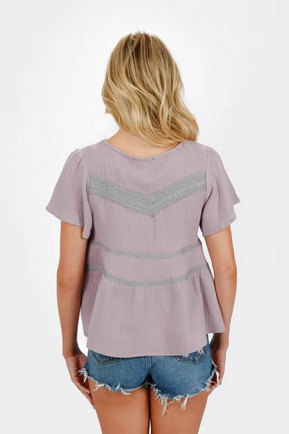 Tobi Women's Leia Tiered Blouse - Lavender