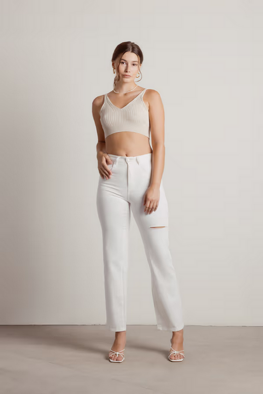 Tobi Women's Castle Heights Straight Leg Jeans - White