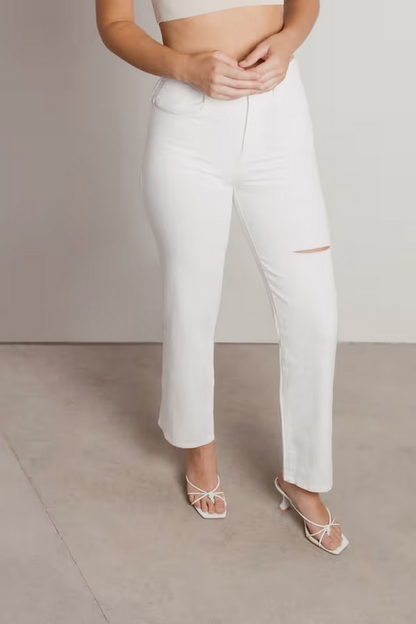 Tobi Women's Castle Heights Straight Leg Jeans - White